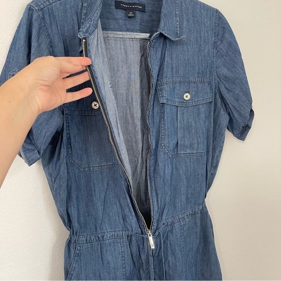 Tommy Hilfiger Denim Romper Shorts Zip Front. Size S - Picture 5 of 9